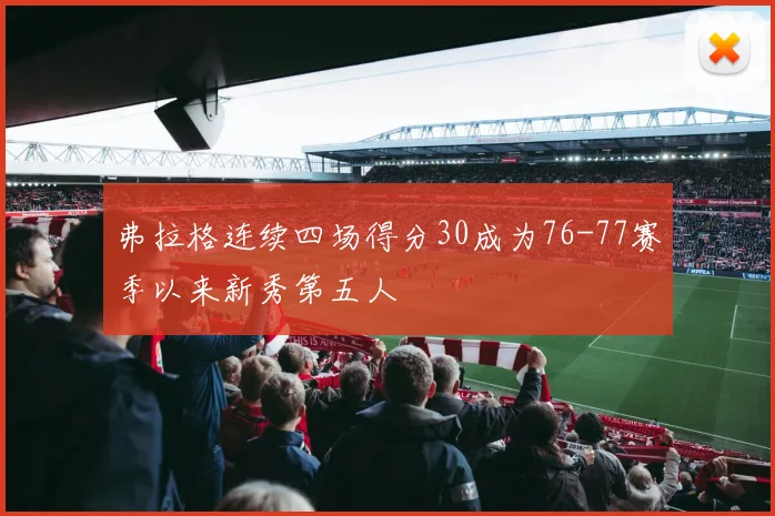 弗拉格连续四场得分30成为76-77赛季以来新秀第五人